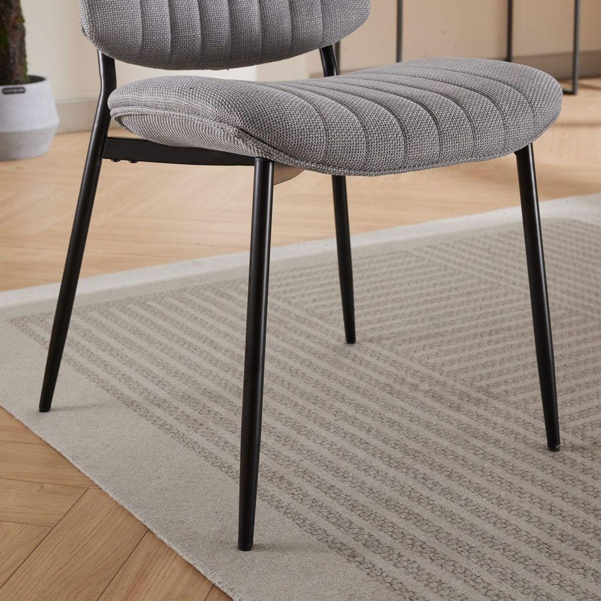 Dining Chairs Set of 2 Modern Retro Linen Chair with Bentwood Back Upholstered Seat Metal Legs Adjustable Foot for Kitchen Dining Room Chairs(Gray Linen)