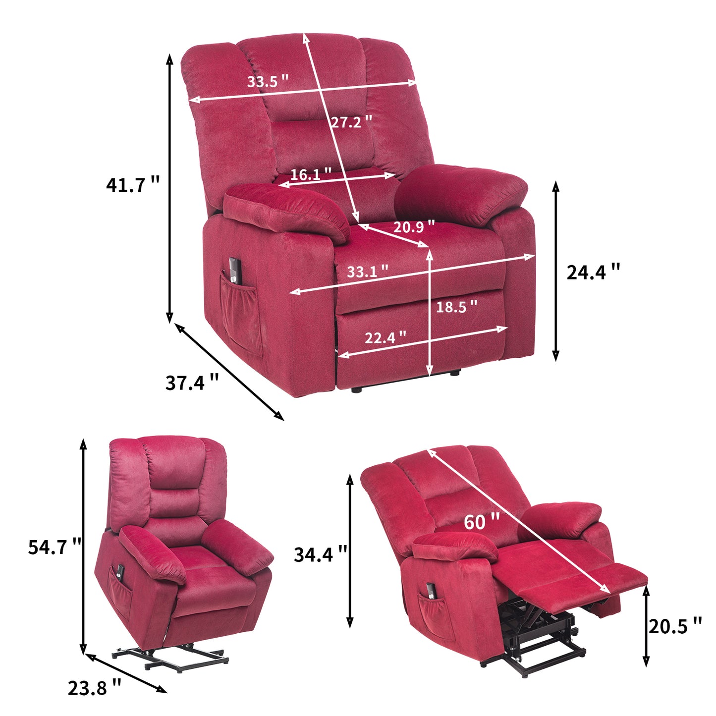 Power Lift Recliner Chair for Elderly- Heavy Duty and Safety Motion Reclining Mechanism Fabric Sofa Living Room Chair