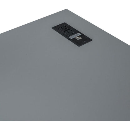 Full-Over-Full Bunk Bed with Twin size Trundle, Storage and Desk, Gray