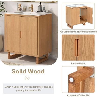 30" Bathroom vanity Set with Sink, Combo Cabinet, Bathroom Storage Cabinet, Solid Wood Frame