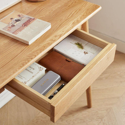 Desk 100% solid wood natural wood computer desk study desk oak natural wood PC desk work desk dressing table slim solid wood with drawer simple work from home width 80 cm depth 50 cm wood grain wooden