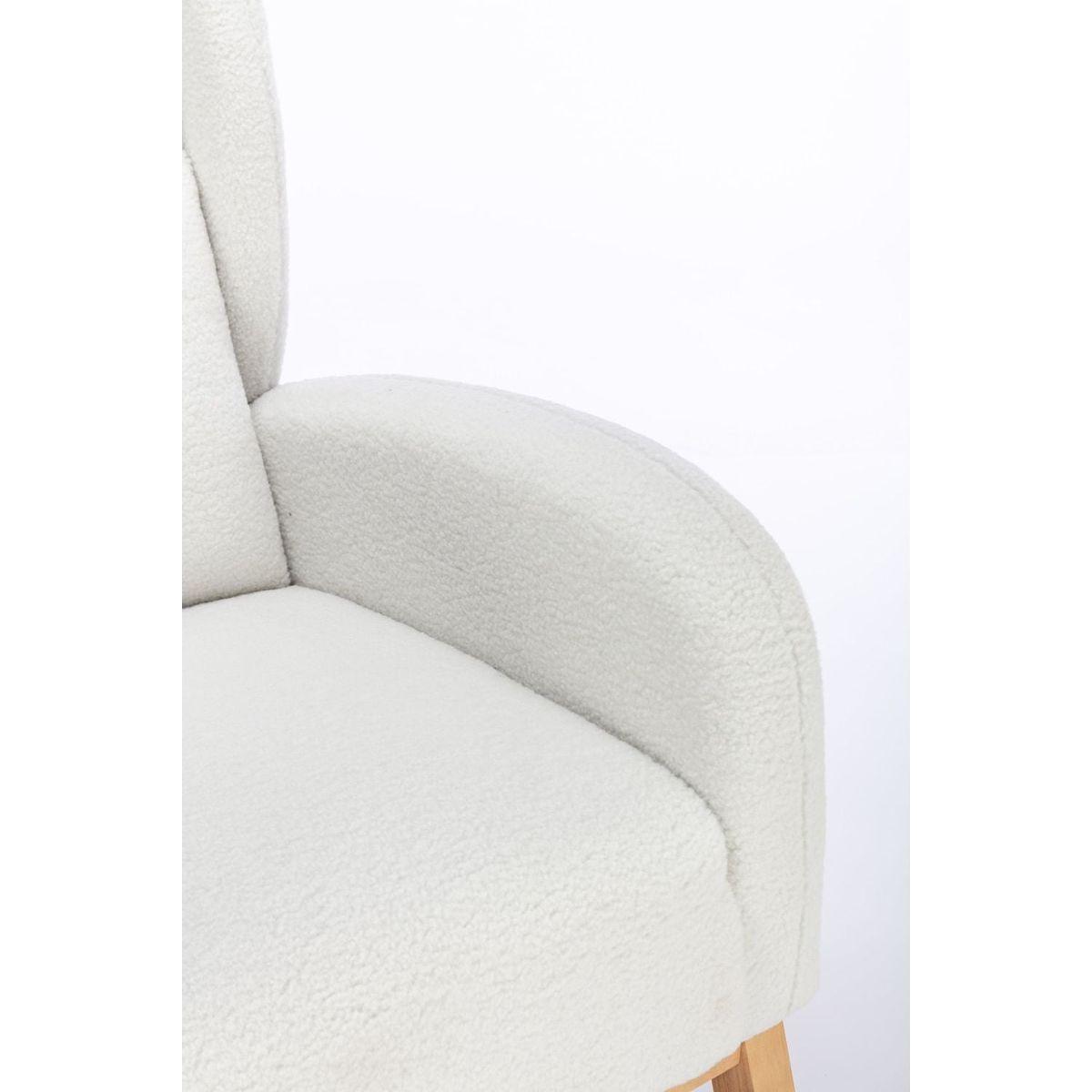 Teddy Fabric Rocking Chair With Packet Wood Legs,Ivory