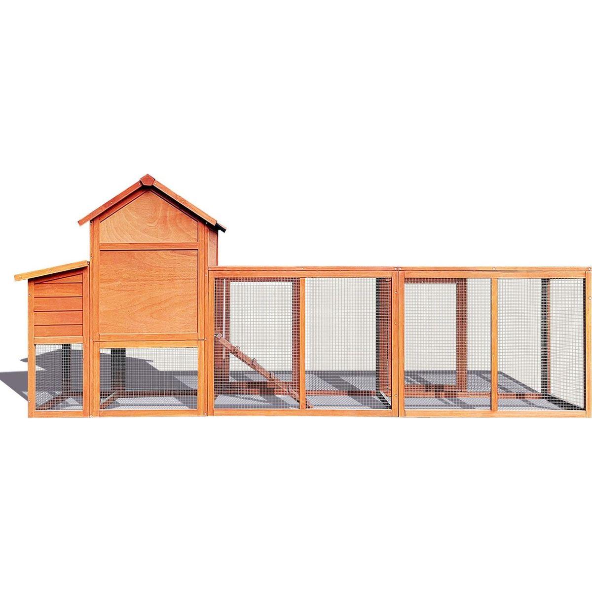 122脟Large Wooden Chicken Coop,Outdoor Hen House with Nest Box, Wire Fence Poultry Cage