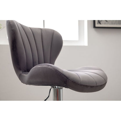 Ellston Upholstered Adjustable Swivel Barstools in Gray, Set of 2
