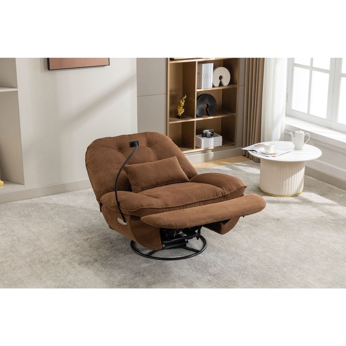 Power Recliner Swivel Glider USB Charger With Bluetooth Music Player Different Function Sleep Working Game and Leisure Model Grey