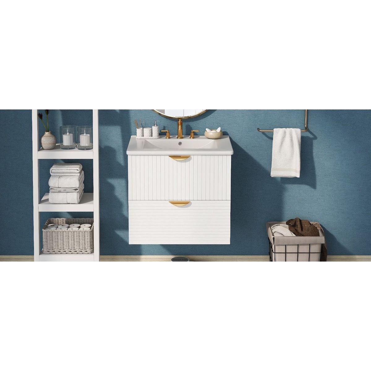 Modern 24-Inch Wall-Mounted Bathroom vanity with 2 Drawers, White - Ideal for Small Bathrooms