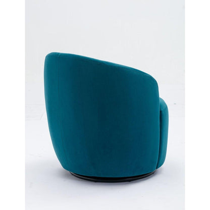 Velvet Fabric Swivel Accent Armchair Barrel Chair With Black Powder Coating Metal Ring,Teal