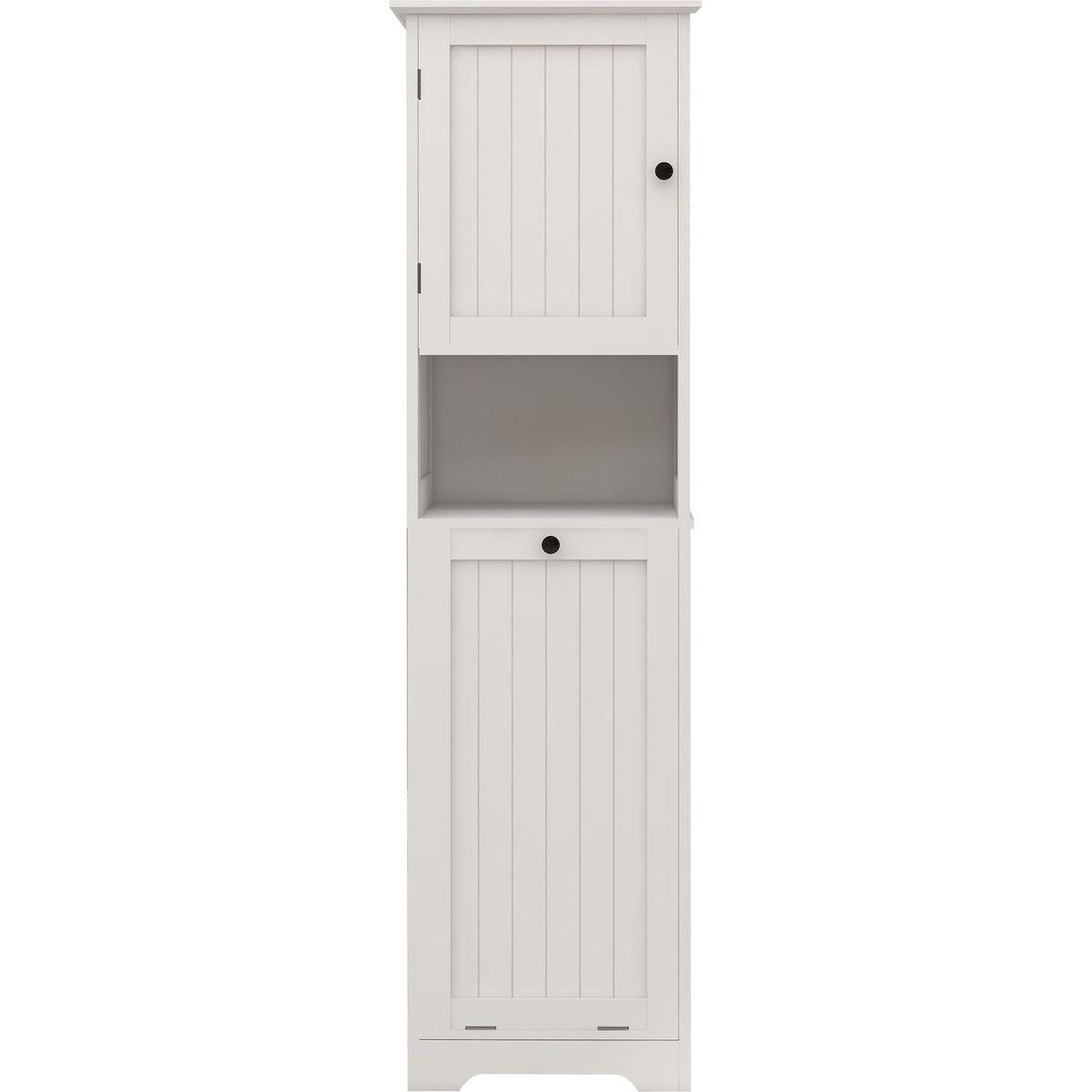 One-Compartment One-Door Tilt-Out Laundry Sorter Cabinet - White