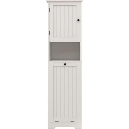 One-Compartment One-Door Tilt-Out Laundry Sorter Cabinet - White