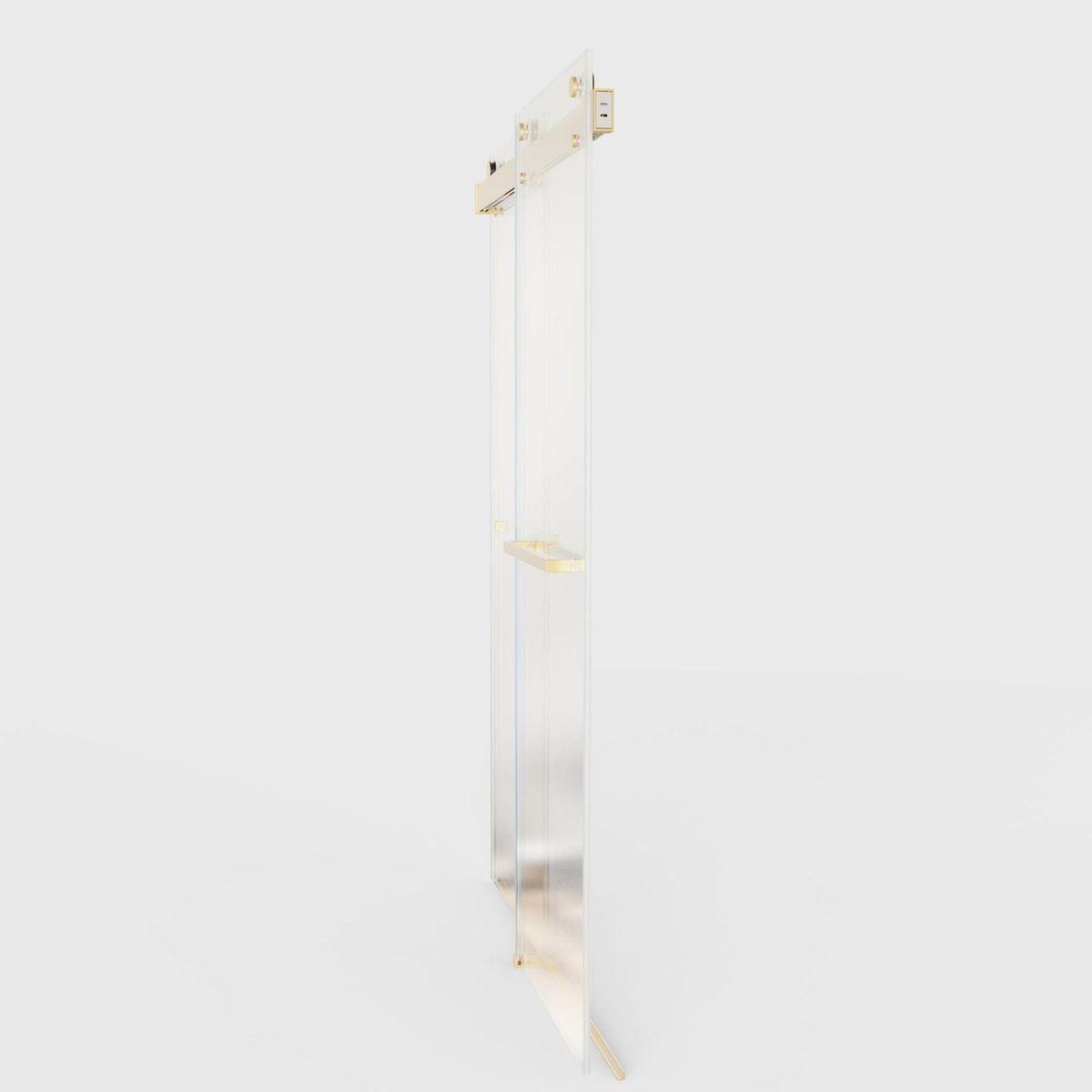 56-60 inches W x76 inches H Frameless Double Sliding Soft-Close Shower Door in Brushed Gold,3/8 inches (10mm) Thick SGCC Tempered Glass Door