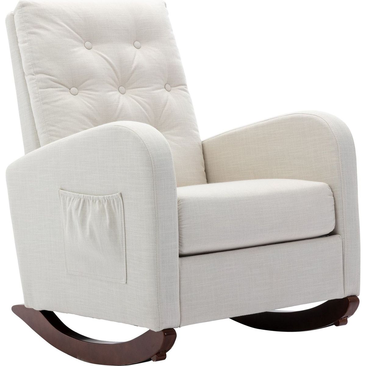 High Back Rocking Chair Nursery Chair .Comfortable Rocker Fabric Padded Seat .Modern High Back Armchair