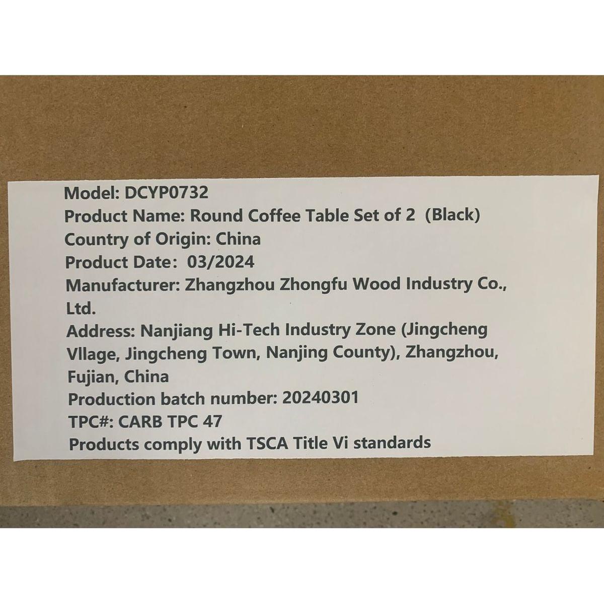 Nesting Coffee Table Set of 2, 27.6inch Round Coffee Table Wood Marble Pattern Top with Sturdy Metal Frame, End Table Side Tables for Living Room Bedroom Balcony Yard (Black)
