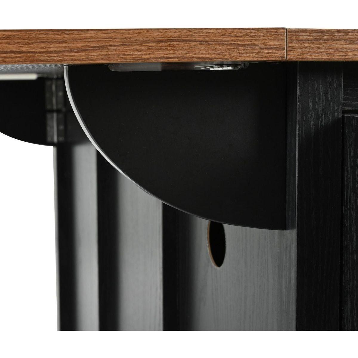 53.7" Farmhouse Kitchen Island with Power Outlet, 2 Sliding Barn Door Kitchen Storage Island with Drop Leaf, Spice Rack Rolling Kitchen Cart on Wheels, for Home, Kitchen and Dining Room, Black