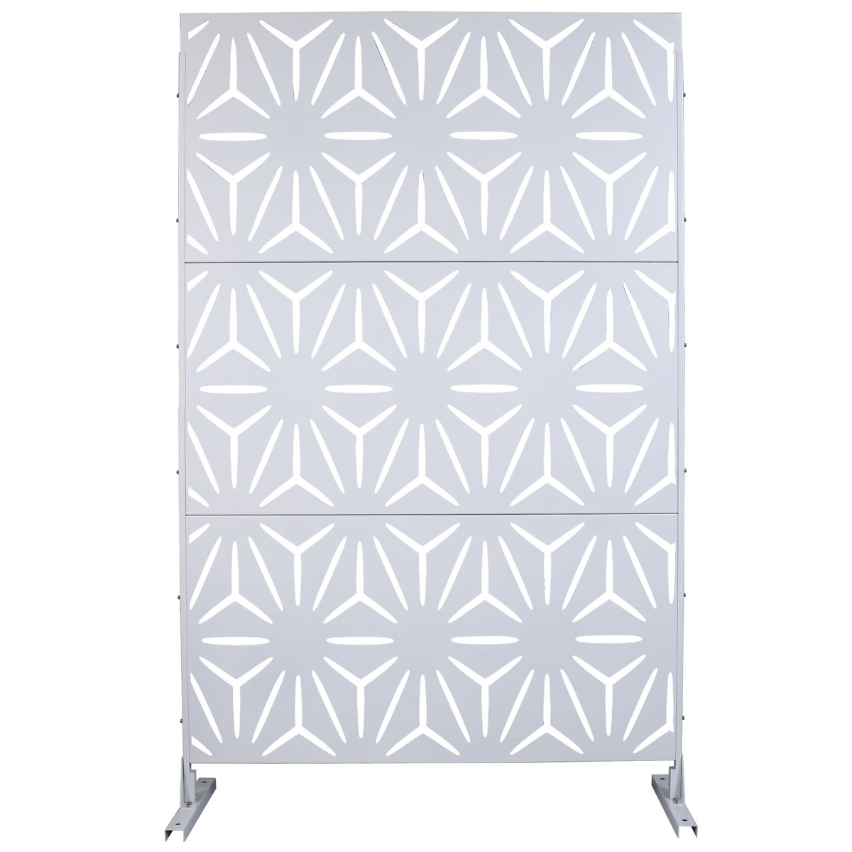 Outdoor & Indoor Metal Privacy Screen 76' H×48' W in White, Freestanding Decorative Panels for Deck, Balcony, Patio, Lawn, and Garden