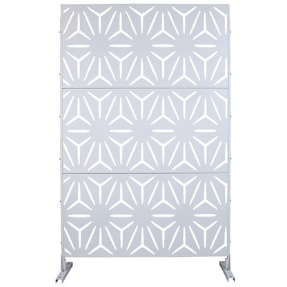 Outdoor & Indoor Metal Privacy Screen 76' H×48' W in White, Freestanding Decorative Panels for Deck, Balcony, Patio, Lawn, and Garden