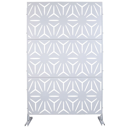 Outdoor & Indoor Metal Privacy Screen 76' H×48' W in White, Freestanding Decorative Panels for Deck, Balcony, Patio, Lawn, and Garden