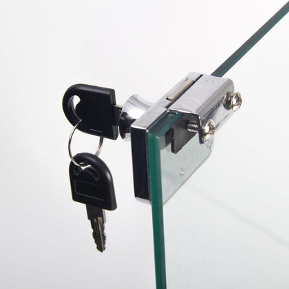 Glass Display Cabinet with 3 Shelves, One-Door Curio Cabinets for Living Room, Bedroom, Office, Black Floor Standing Glass Bookshelf, Quick Installation