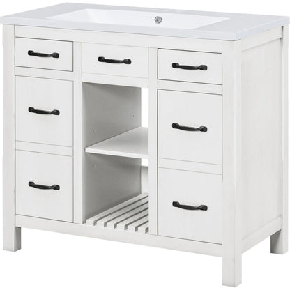 36"Bathroom Vanity with Undermount Sink,Modern Bathroom Storage Cabinet with 2 Drawers and 2 Cabinets,Solid Wood Frame Bathroom Cabinet