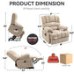 23" Seat Width and High Back Large Size Beige Chenille Power Lift Recliner Chair with 8-Point Vibration Massage and Lumbar Heating