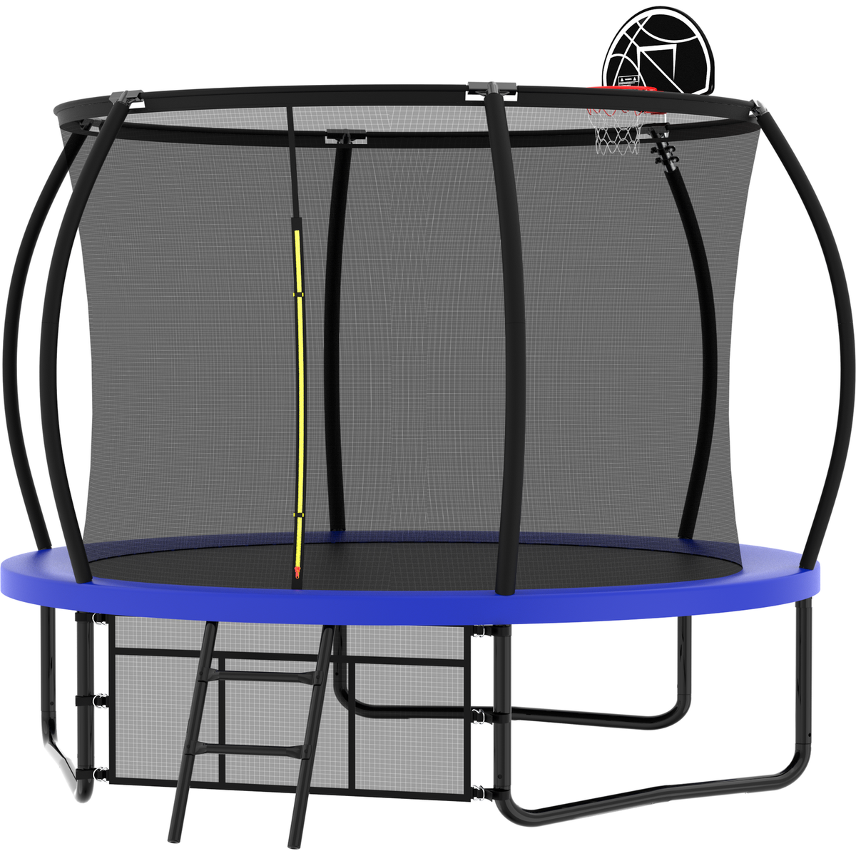 10FT Pumpkin Trampoline, Outdoor Trampoline with Basketball Hoop, Enclosure Net and Ladder