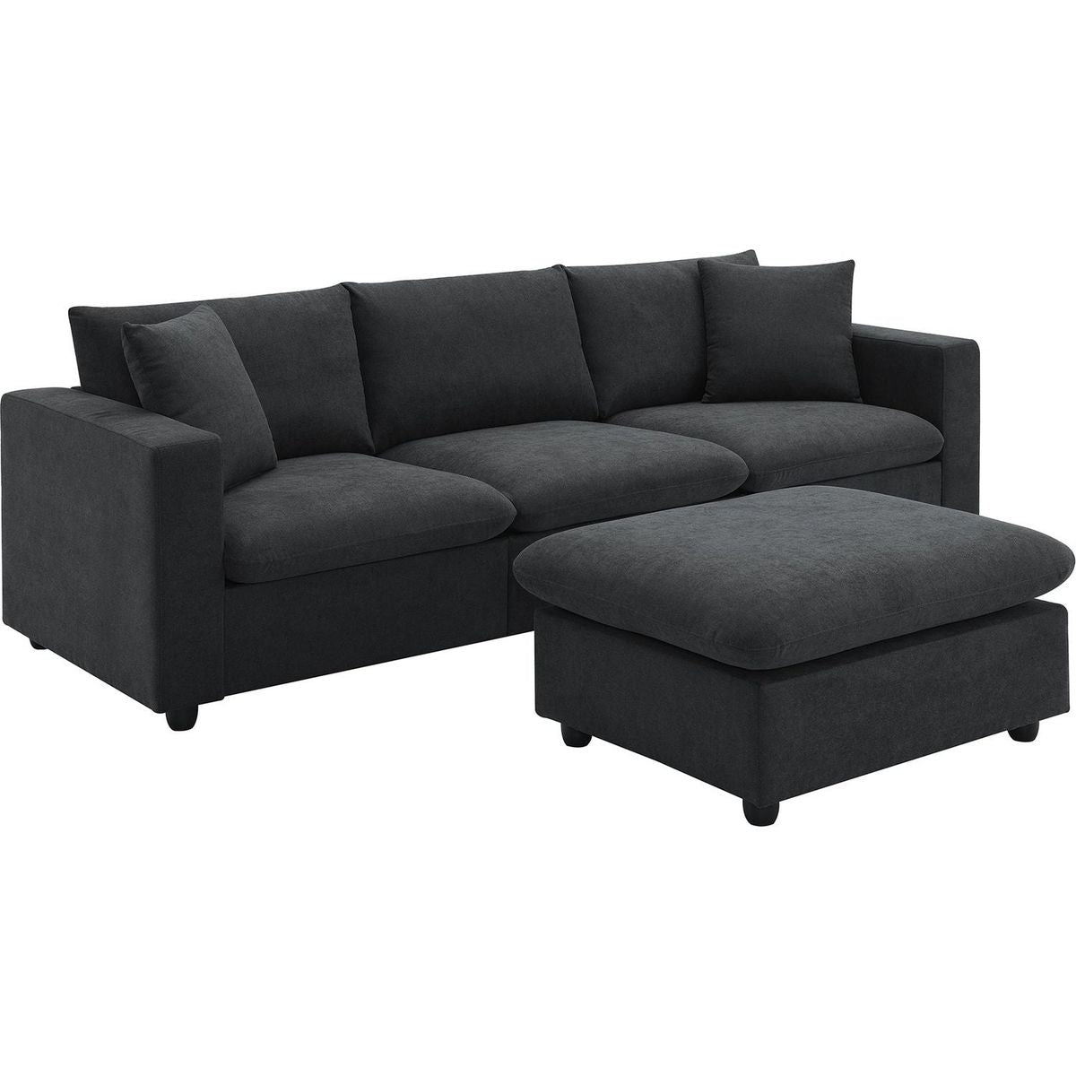 100.4x64.6" Modern Sectional Sofa,L-shaped Couch Set with 2 Free pillows,4-seat Polyester Fabric Couch Set with Convertible Ottoman for Living Room, Apartment, Office,4 Colors