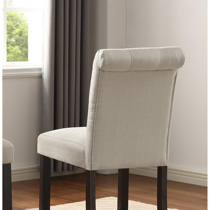 Leviton Solid Wood Tufted Asons Counter Height Stool, Set of 2, Tan
