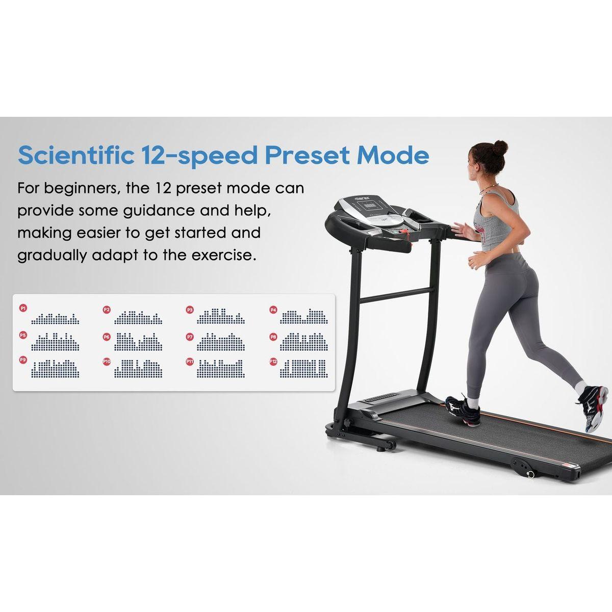NEW Home Folding Treadmill with Pulse Sensor, 2.5 HP Quiet Brushless Motor, 7.5 MPH, 300LBS Weight Capacity Walking Jogging Machine with 3 Level Incline 12 Preset Programs for Home Gym