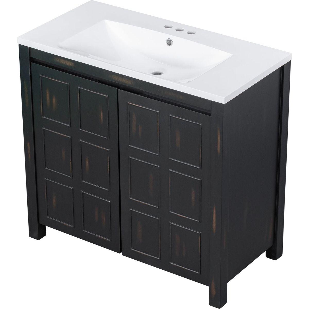 36" Bathroom Vanity Organizer with Sink, Combo Cabinet Set, Bathroom Storage Cabinet, Retro Espresso