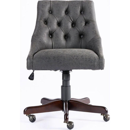 Medieval Retro Style Sheepskin Pattern Fabric Home Office Chair with Lift, Swivel and Recline Functions,Gray color