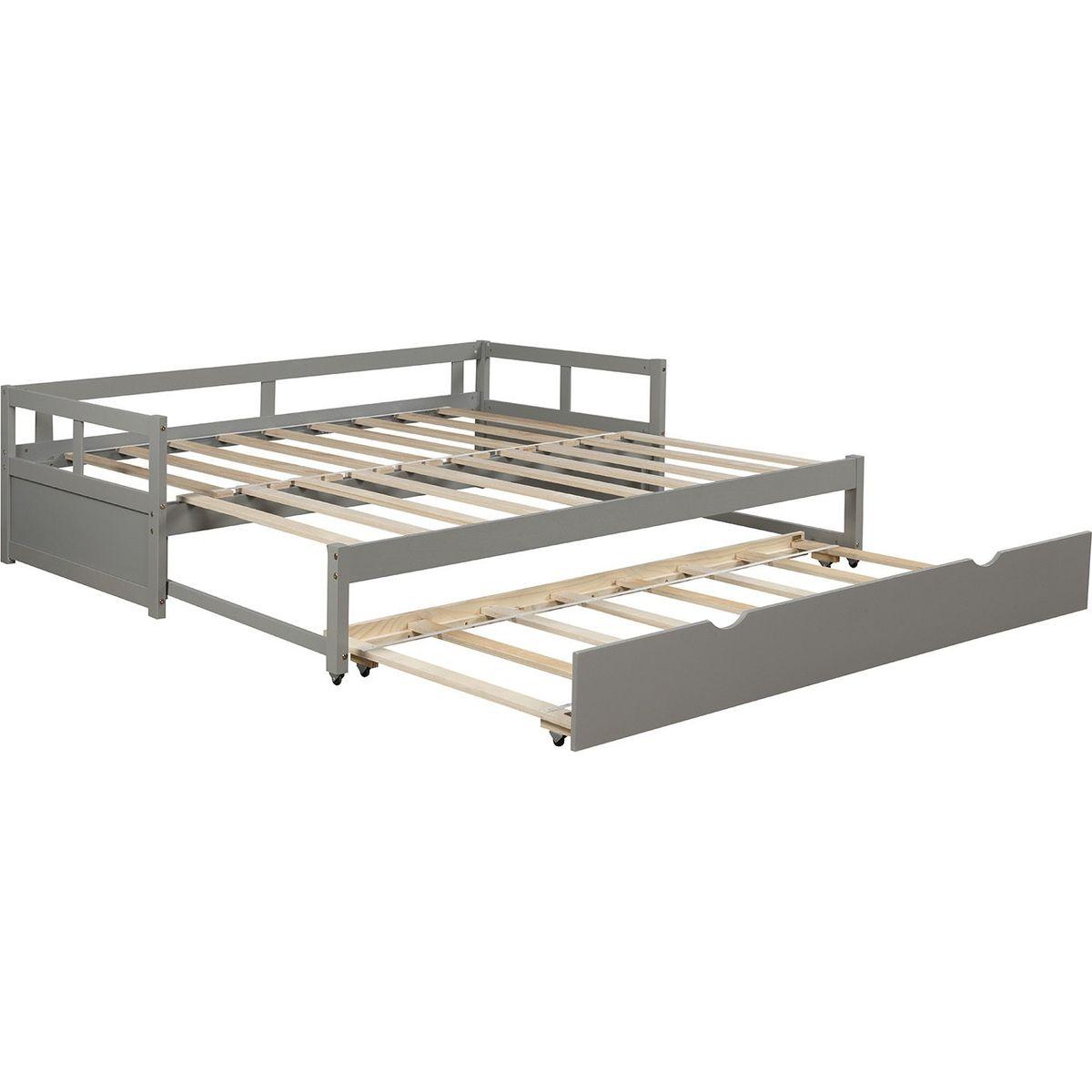 Extending Daybed with Trundle, Wooden Daybed with Trundle, Gray