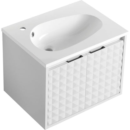 24 Inch Wall Mounted Bathroom Vanity With SInk, Soft Close Doors, For Small Bathroom (KD-PACKING)