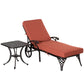 Aluminum Adjustable Chaise Lounge Chair, Folding 4-Position Patio Recliner, Wheels, Armrests, Side Table, Cushion for Poolside, Backyard, Deck, Porch Garden, Red