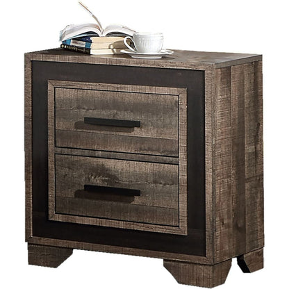 Oak Finish 1pc Nightstand Paper veneer Bedroom Furniture 2-Drawers Bedside Table