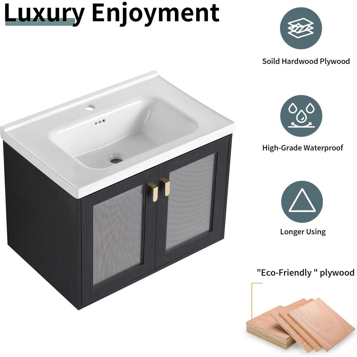 28 Inch Wall-Mounted Bathroom Vanity With Sink, For Small Bathroom (KD-Packing)