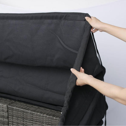 7-Piece Patio Furniture Set w/Retractable Canopy Wicker Rattan Sectional Sofa Set Patio Furniture with Washable Cushions for Lawn, Garden, Backyard, Poolside Grey wicker + Black Cushion