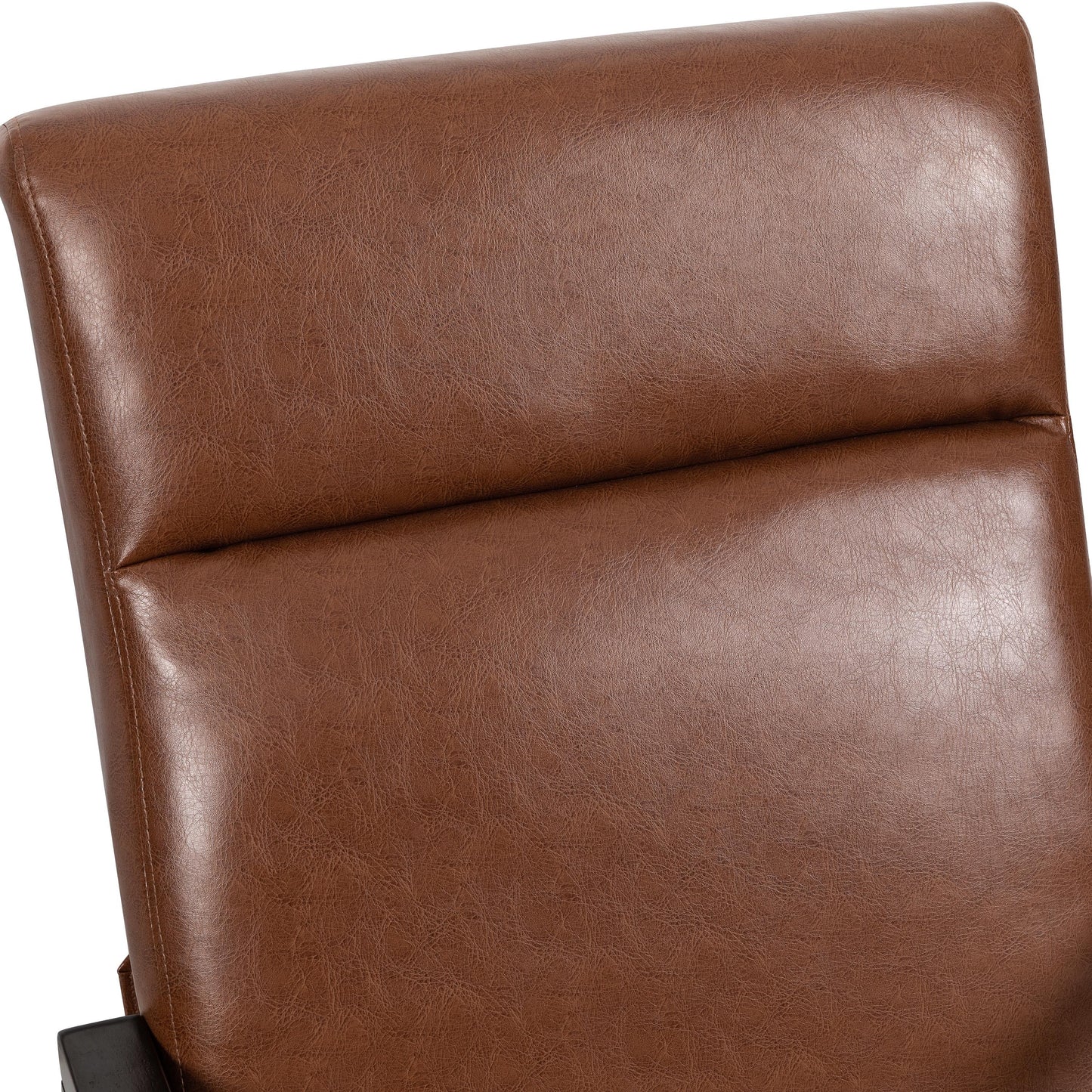 Faux Leather Upholstered Pushback Recliner Light Brown