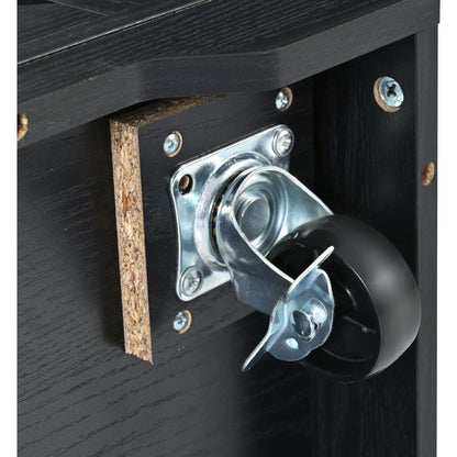 53.7" Farmhouse Kitchen Island with Power Outlet, 2 Sliding Barn Door Kitchen Storage Island with Drop Leaf, Spice Rack Rolling Kitchen Cart on Wheels, for Home, Kitchen and Dining Room, Black