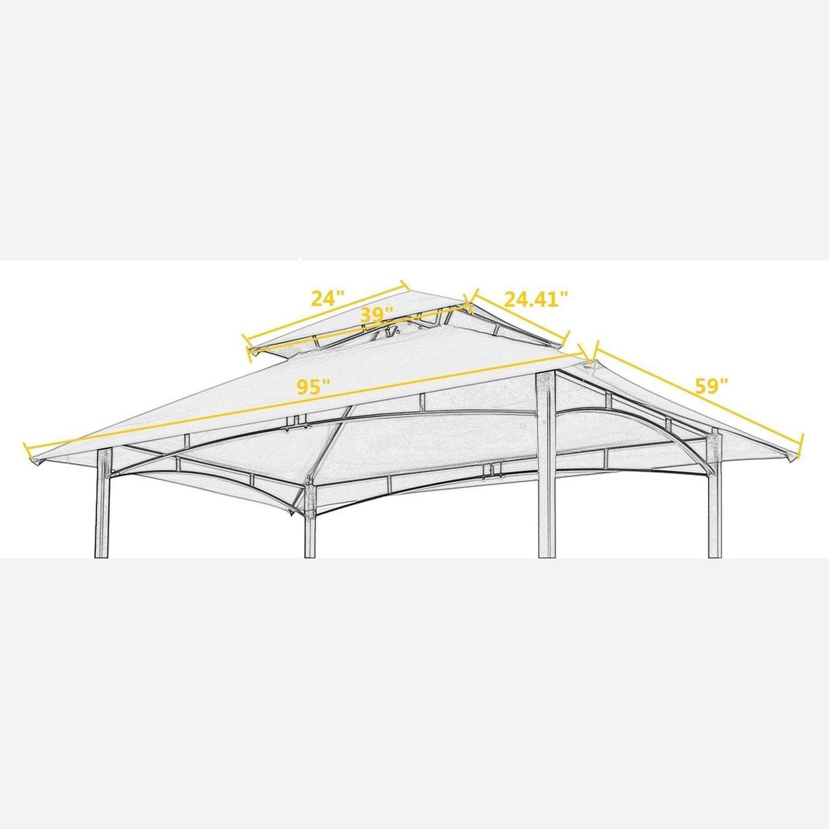 8x5Ft Grill Gazebo Replacement Canopy,Double Tiered BBQ Tent Roof Top Cover