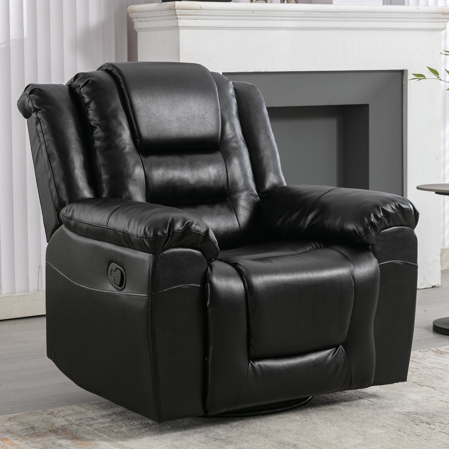 360Swivel and Rocking Home Theater Recliner Manual Recliner Chair with Wide Armrest for Living Room,Bedroom, Black