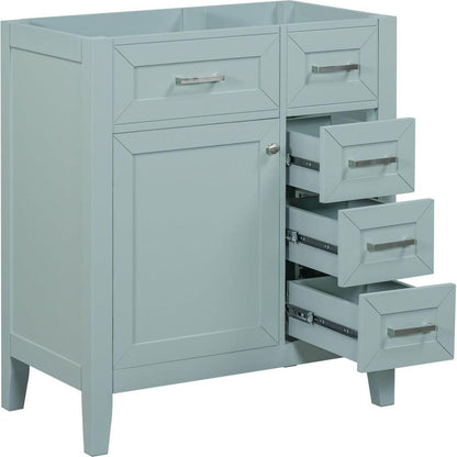 30" Bathroom Vanity without Sink, Cabinet Base Only, Bathroom Cabinet with Drawers, Solid Frame and MDF Board, Green