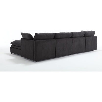 Modern U-shaped Sectional Sofa, 5-seat Upholstered Sofa Furniture,Sleeper Sofa Couch with Chaise Lounge for Living Room,Apartment,Dark Gray,Polyester
