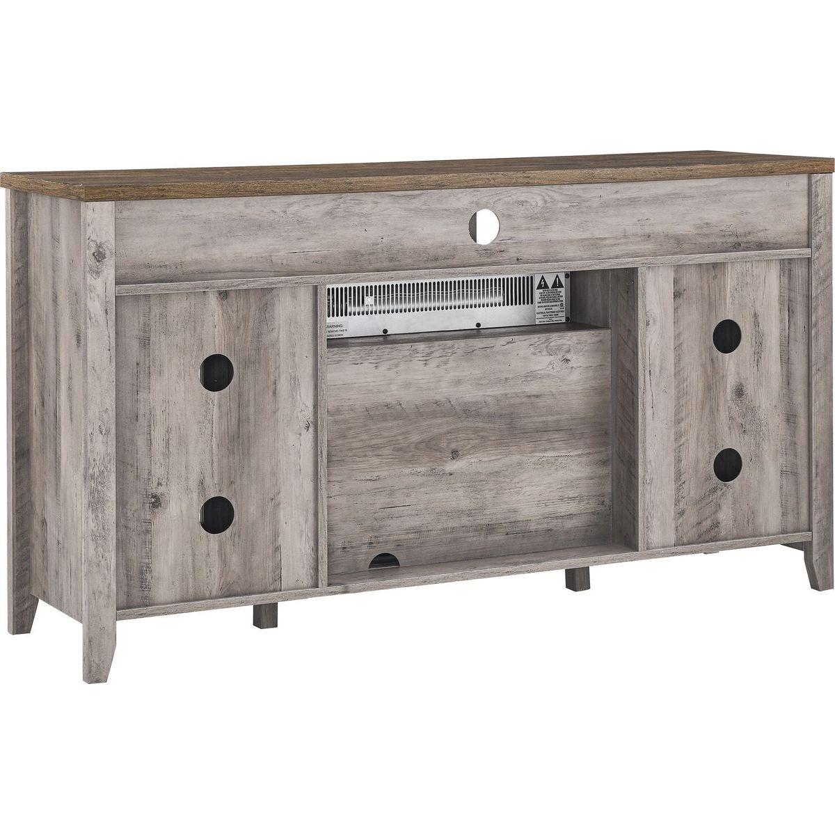 55 inch TV Media Stand with Electric Fireplace KD Inserts Heater,Gray Wash Color