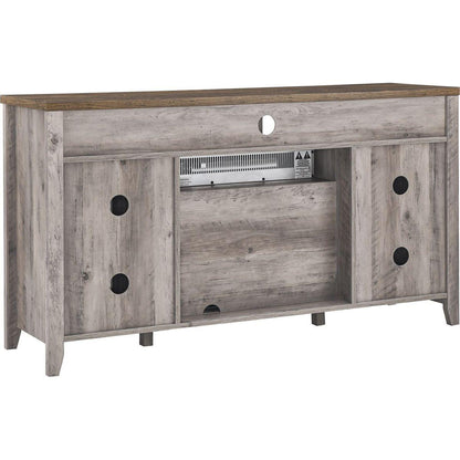 55 inch TV Media Stand with Electric Fireplace KD Inserts Heater,Gray Wash Color