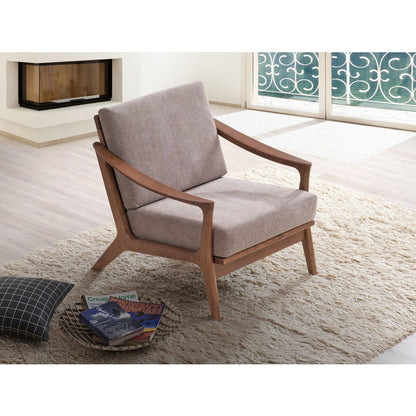 Lide Accent Chair, Light Brown Fabric & Brown Finish