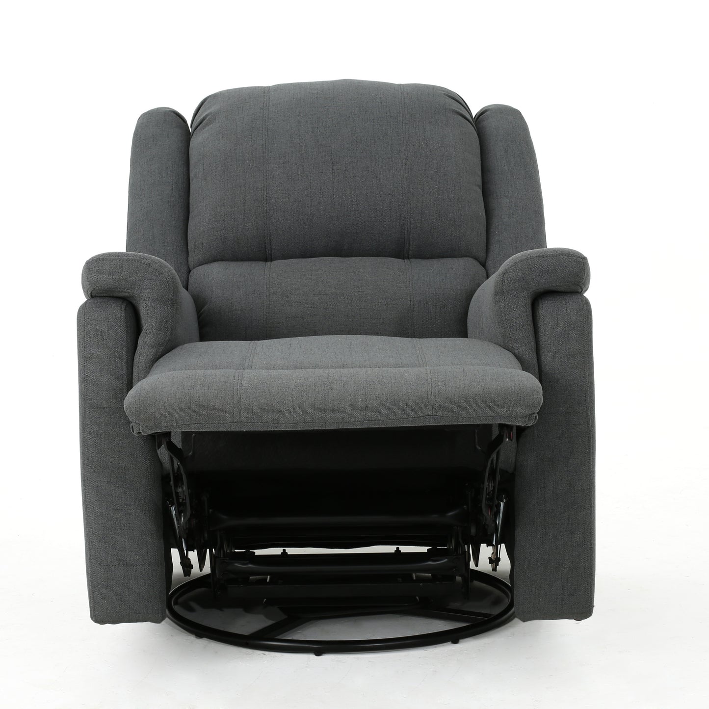 Charcoal Fabric Glider Recliner with Swivel, Manual Reclining Chair