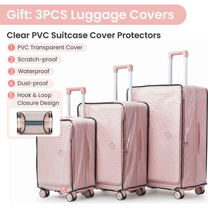 Luggage Sets 3 Piece(20/24/28), Expandable Carry On Luggage with TSA Lock Airline Approved, 100% PC Hard Shell and Lightweight Suitcase with Front Pocket and Spinner Wheels