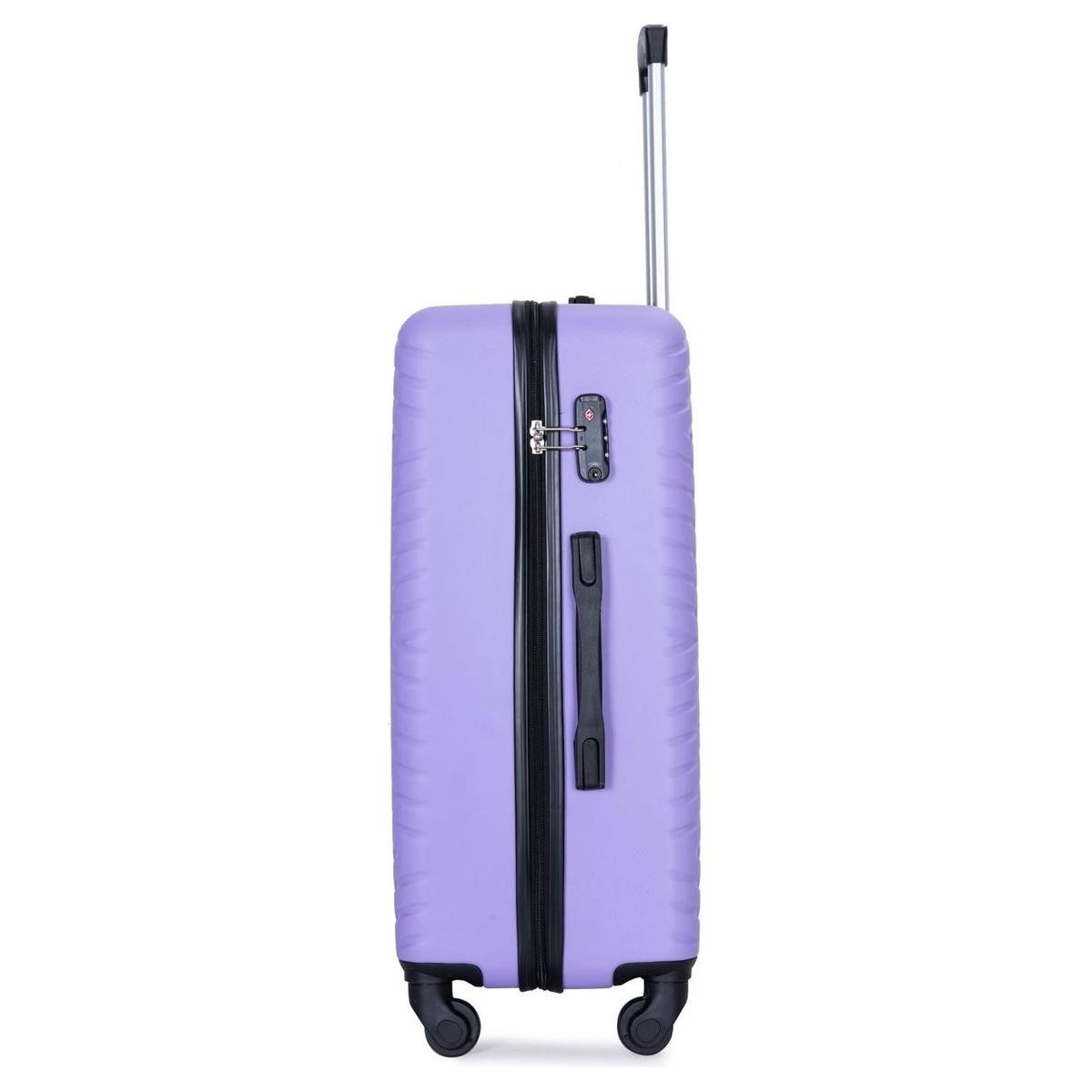 luggage 4-piece ABS lightweight suitcase with rotating wheels, 24 inch and 28 inch with TSA lock, (16/20/24/28) LIGHT PURPLE