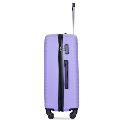 luggage 4-piece ABS lightweight suitcase with rotating wheels, 24 inch and 28 inch with TSA lock, (16/20/24/28) LIGHT PURPLE