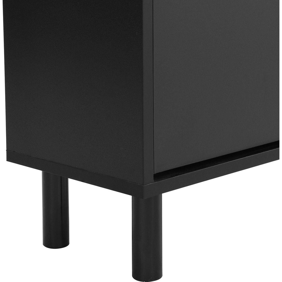 Narrow Design Shoe Cabinet with 3 Flip Drawers, Wood Grain Pattern Top Entryway Organizer with 3 Hooks, Free Standing Shoe Rack with Adjustable Panel for Hallway, Black
