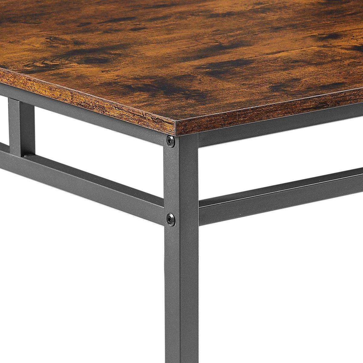 Bar table set 5PC Dinging table set with high stools, structural strengthening, industrial style. Rustic Brown, 43.31" L x 23.62" W x 35.43" H.